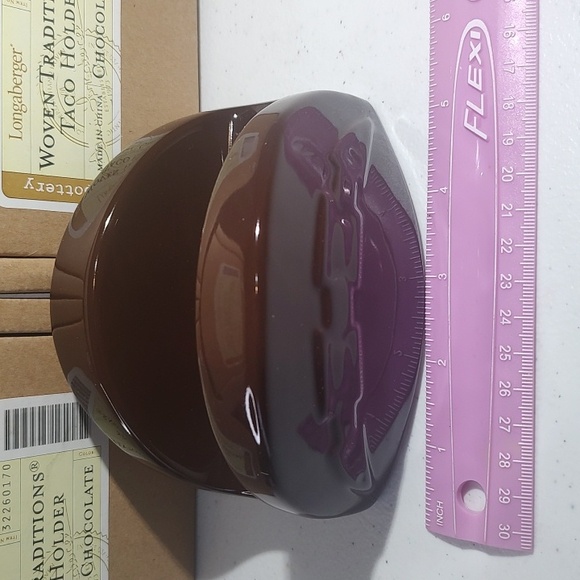 Lot Of 3 Longaberger Chocolate Brown Woven Traditions Taco Holders New In Boxes - Picture 2 of 7